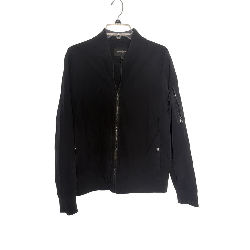 Banana Republic Black Man Bomber Full Zip Jacket Size M Medium